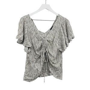 Daytrip By Buckle Woven V Neck Cinch Shirt Size Large